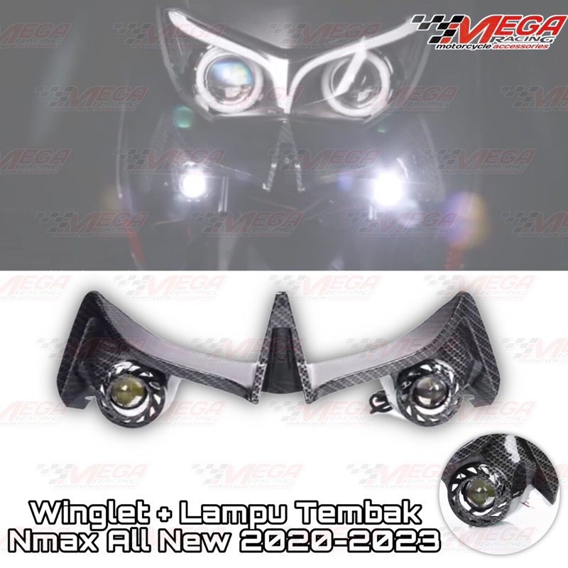 Winglet Depan + Lampu Laser 2D 3D All New Nmax Sayap Nmax155 Baru 2020 2021 2022 2023 Kumis NmaxBaru Carbon Led Lamp Hi lo