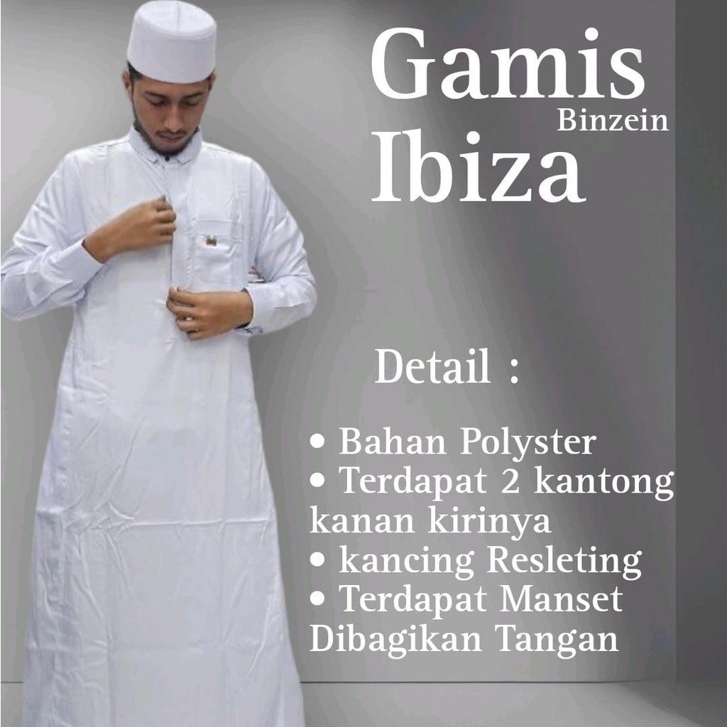 BISA COD / GAMIS BINZEIN IBIZA POLOS PUTIHAN KANCING RESLETING LENGAN PANJANG MANSET