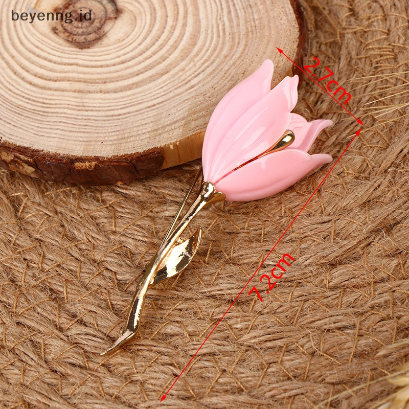 Beyen Fashion Wanita Bunga Tulip Enamel Bros Pin Kerah Collar Syal Dekorasi Perhiasan ID