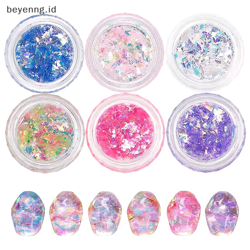 Beyen Dekorasi Nail Art Aurora Pecah Kaca Foil Laser Cellophane Nail Foil Film ID