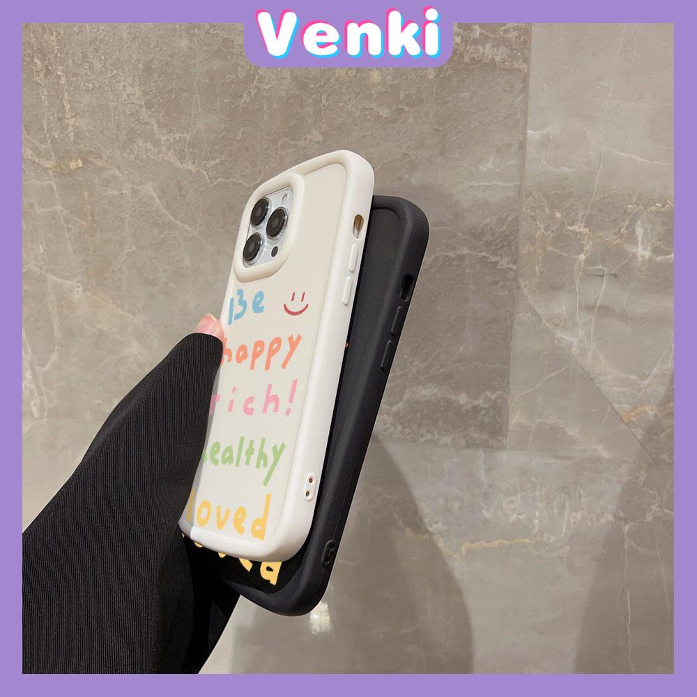 VENKI - Untuk iPhone 11 iPhone Case Matte Blister Soft Shell Hitam Beige Perlindungan Tahan Guncangan Kamera Bahasa Inggris Sederhana Kompatibel dengan iPhone14 13 Pro max 12 Pro Max xr xs max 7 8Plus