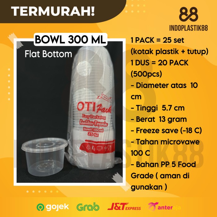 Mangkok Plastik 300ML/Thinwall Bowl/Cup Pudding/Mangkok Bulat -Otipack