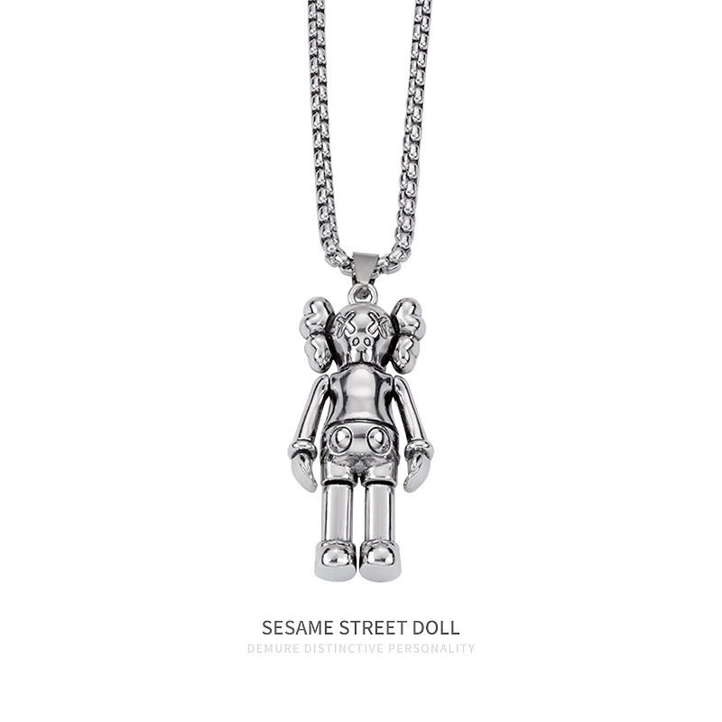 Sesame Street kaws Boneka Kalung Laki-Laki Jepang ins Street Wear Hip Hop Sweater Rantai Pasangan Disko Hip Hop Liontin Perempuan