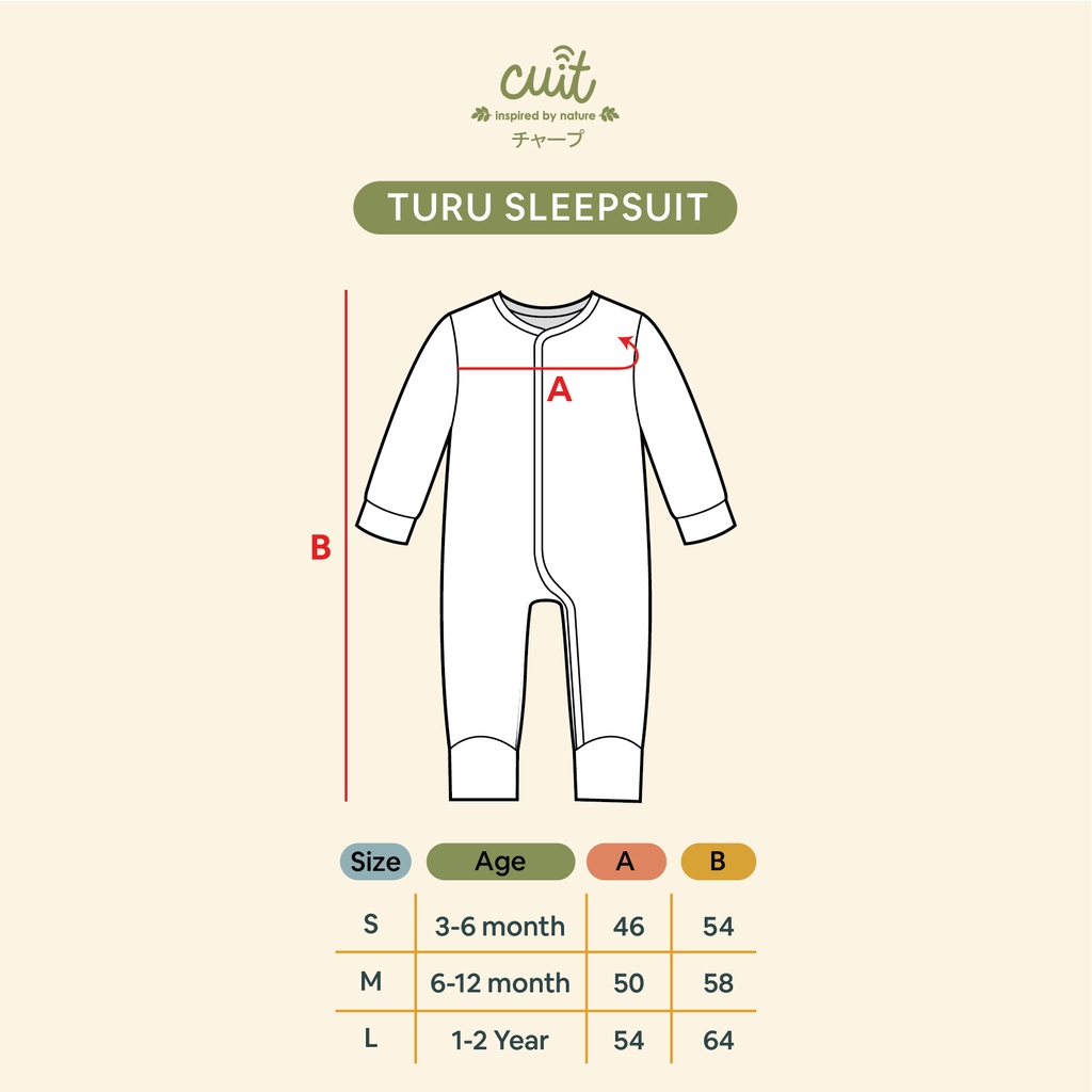 Cuit Baby Turu Sleepsuit Zipper 2 Way | Baju Bayi