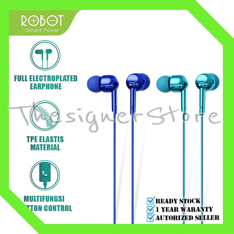 Headset Robot RE40 Headset Wired Earphone Full Electroplated Original - Garansi 1 Tahun