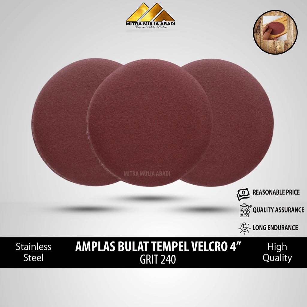 Amplas Bulat Tempel Velcro 4&quot; Grit 240 - Amplas Tempel