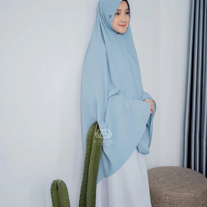 Promo Best Seller Jilbab Khimar Dhyanda size XL original by Arafa Hijab / Bergo syar'i - Biru Wardah