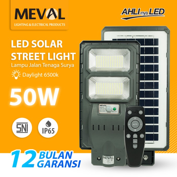 MEVAL –LAMPU JALAN PJU 50W Tenaga Surya Solar Street Light -AL4-05A