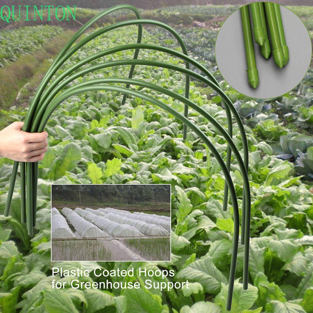 QUINTON Hoop Tanaman Baja Berlapis Plastik Rumah Tangga Grow Frame Berkebun Greenhouse Penyangga Tanaman