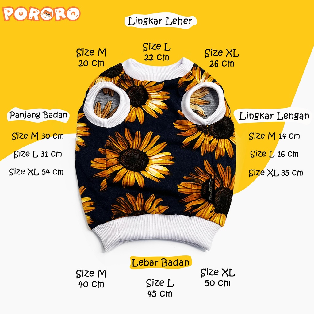 Pororo - Baju Kucing Motif SunFlower