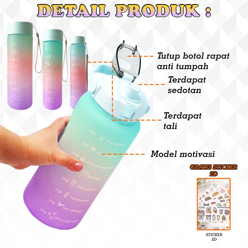 Botol Viral 4in1 Beranak 4 Gradasi 3 Warna 2L+900ml+500ml+300ml
