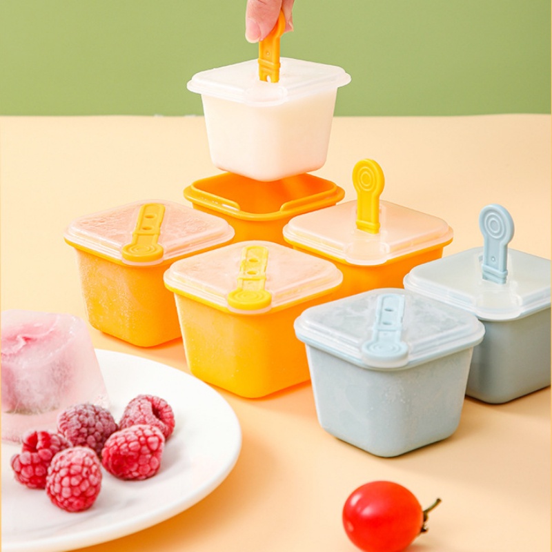 [Fitur] Cetakan Es Batu Mudah-Demoulding/Cangkir Pembeku Jus Es Loli/Nampan Minuman Dingin Buatan Sendiri/Stackable Dessert DIY Box/Cetakan Ice Grid Ramah Lingkungan Dengan Stick