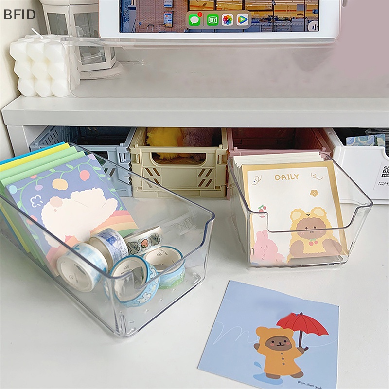 [BFID] Kotak Penyimpanan Akrilik Transparan Desktop Organizer Kapasitas Besar Stiker Box Subpaket Tempat Desktop Stationery Storage Box [ID]