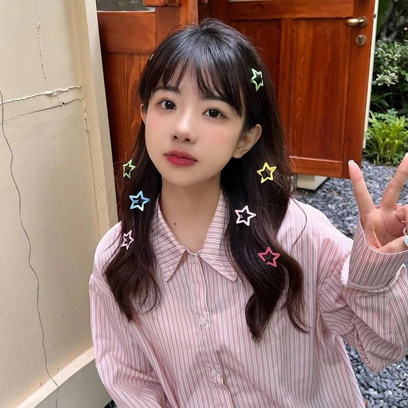 Jepit Rambut Aksesoris Rambut Logam Warna Permen Snap Hair Pin 2Pcs Korean INS Style Anak Hair Clip Gadis Lucu Ponytail Holder Y2K Hiasan Kepala BB Jepit
