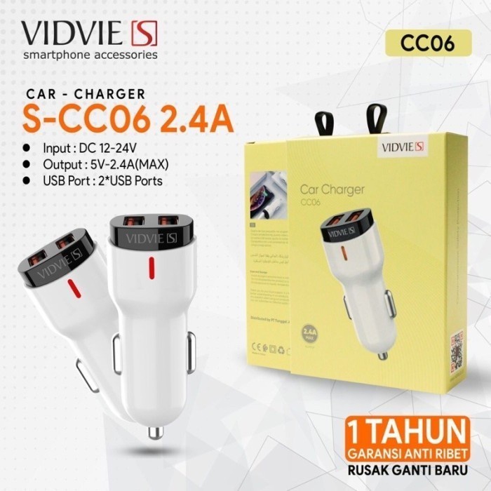 Car Charger Saver Mobil Dual Port USB Vidvie S CC06S