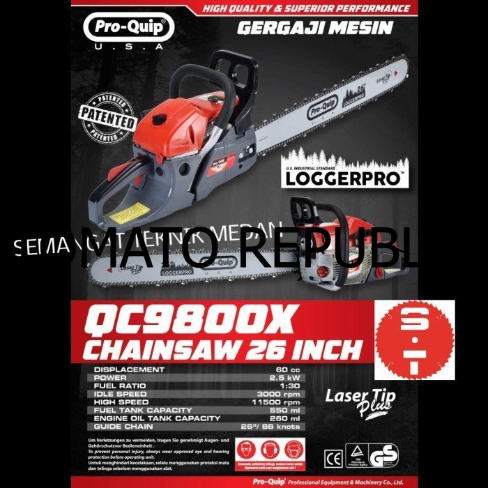 Murah QC9800X MESIN CHAINSAW GERGAJI POTONG KAYU 26" 26 " PROQUIP QC 9800 X VTQ896