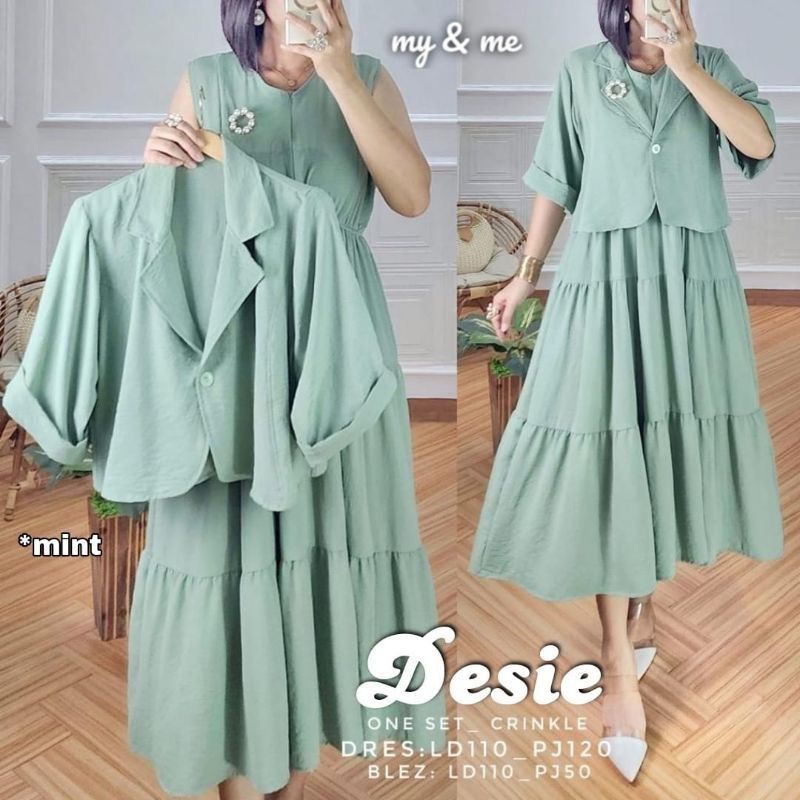 𝐏𝐆𝐌𝐓 • Desie One Set  Outer Set Midi Rok Setelan Wanita Crinkle Airflow