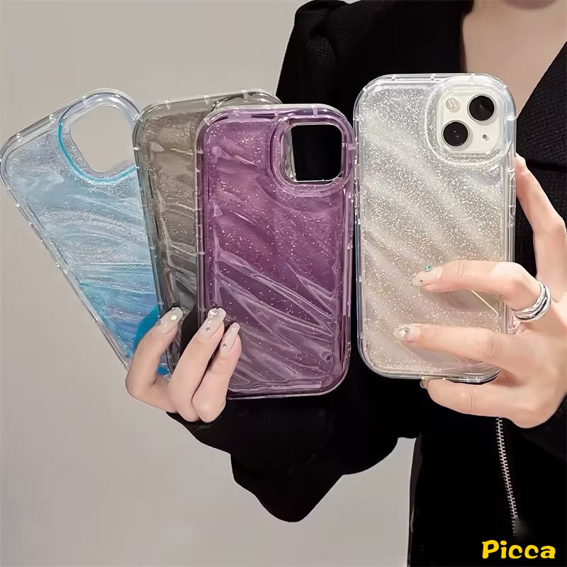 IPHONE Fantasy Starry Sky Casing Kartu Laser Mewah Kompatibel Untuk Iphone11 13 14 12 Pro MAX 7Plus XR X XS MAX 6 6S 7 8 Plus SE 2020 3D Stereo Motif Bergelombang Warna Gradasi Soft Cover