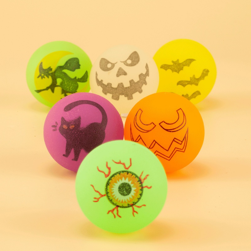 1 Pc Random Style Halloween Luminous Bouncy Ball Toy/ Horror Eyeball Ghost Pattern Elastic Balls/ Easter Party Kids Toys Present