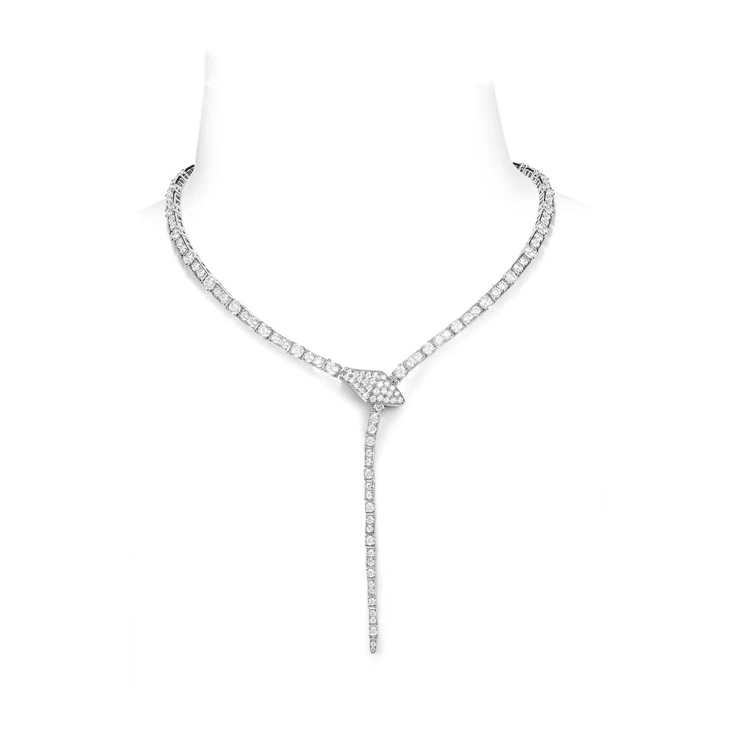 Platinum Snake -Berbentuk Kalung Berlian Berbentuk M3594