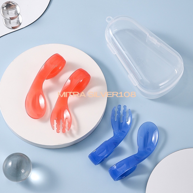 Sendok Garpu Makan Bayi Sensor Suhu Panas / Sendok Makan Bayi Sensor Panas / Alat Makan Set MPASI Bayi PR 09