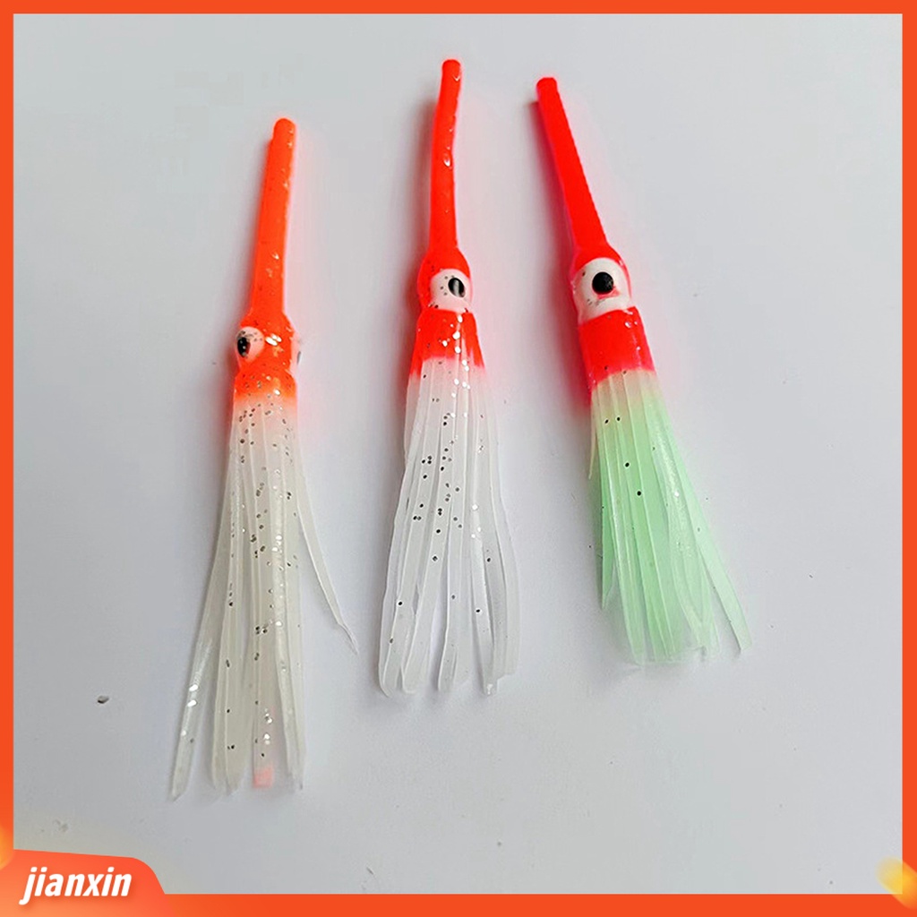 (In Stock) Simulasi Warna Cerah Mata Besar Anti Gigit Mulut Panjang 9cm Umpan Cumi Bercahaya Memancing Laut Lembut Gurita Cumi Rok Umpan Pancing Tackle