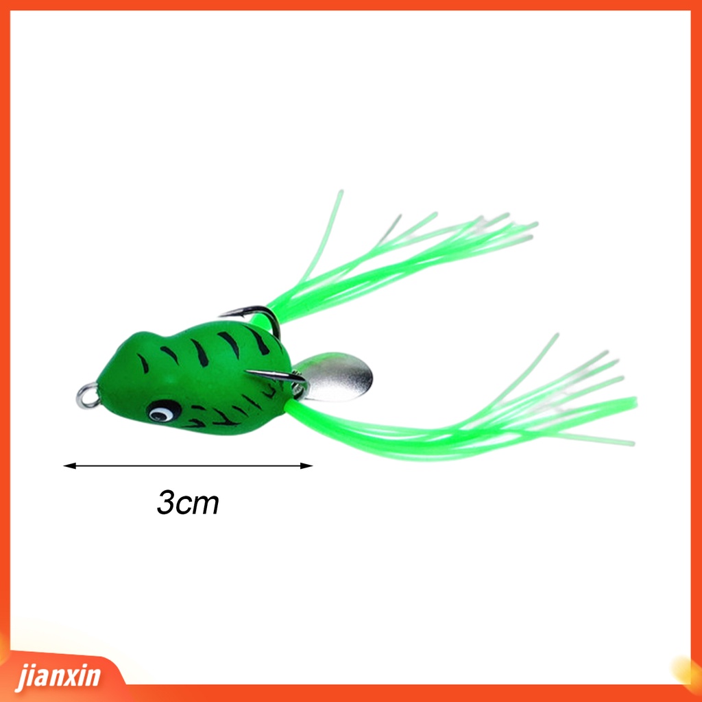 (In Stock) 3 cm Memancing Umpan Kait Ganda Dengan Jumbai Spinner Payet Berongga Simulasi Pengecoran Panjang Buatan PVC Lembut Snakehead Frog Bait Fishing Gear