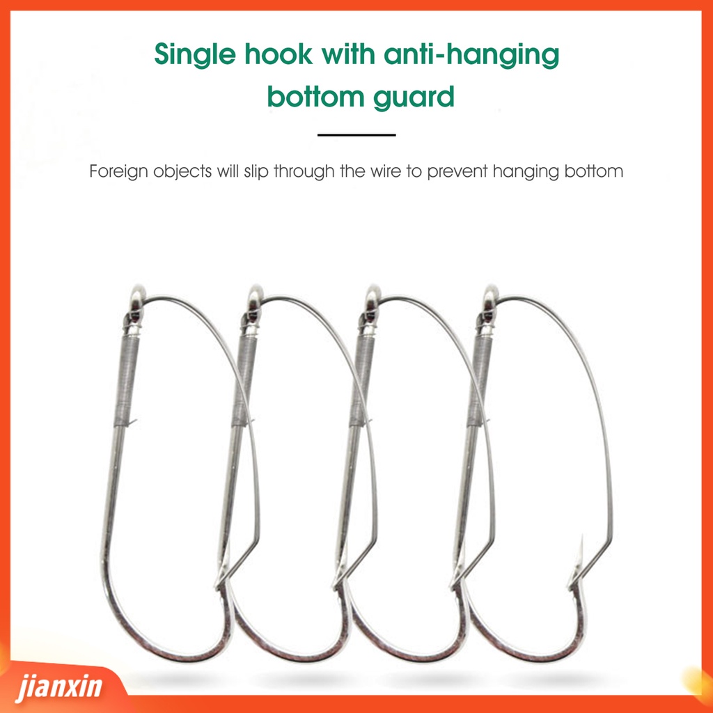 (In Stock) 10Pcs /Box Kait Memancing Berduri Portabel Kokoh Anti-Gantung Bawah Umur Panjang Memancing J Hook Untuk Outdoor