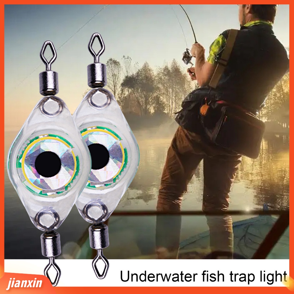 (In Stock) 2Pcs Lampu Umpan Pancing Tahan Air Bentuk Fisheye Attract Fish Acrylic LED Lure Attractant Button Lampu Pengumpul Ikan Untuk Memancing Outdoor