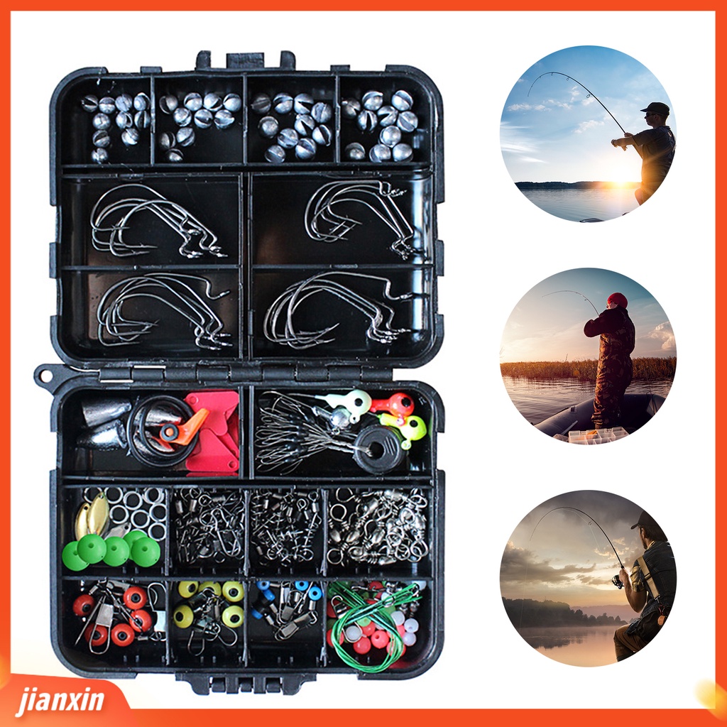 (In Stock) 191Pcs /Set Kait Umpan Pancing Aksesori Tackle Kit Tools Box Untuk Angling