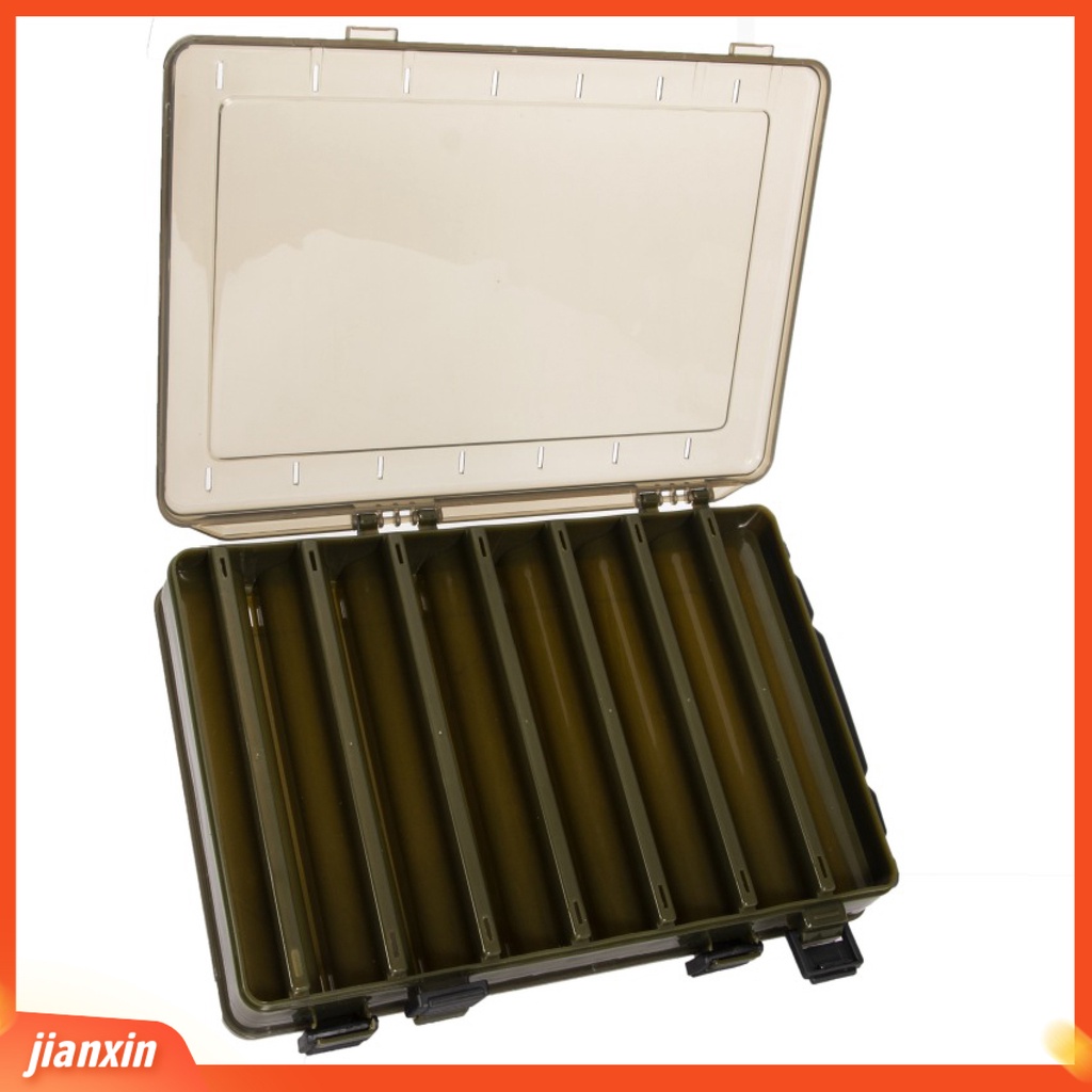 (In Stock) Memancing Luar Ruangan Dua Sisi 14-Grid Umpan Lure Kotak Penyimpanan Dengan Kunci Menangkap Aksesoris Alat Pancing
