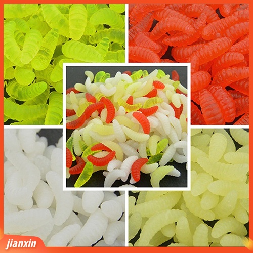 (In Stock) 200pcs Umpan Pancing Tiruan Maggot Grub Cacing Lembut Warna Campur Umpan Ikan