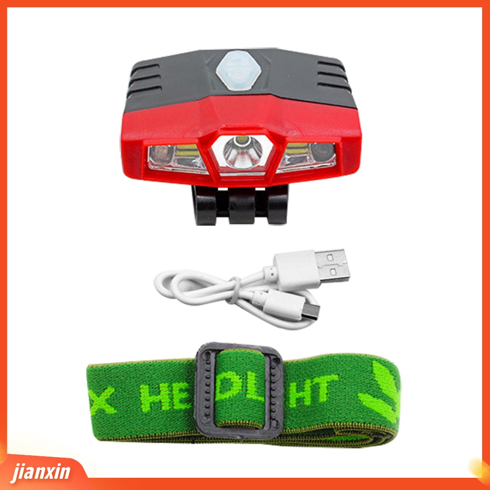 (In Stock) Lampu Topi Luar Ruangan Rechargeable USB COB Sensor Headlamp Memancing Klip Topi Cahaya