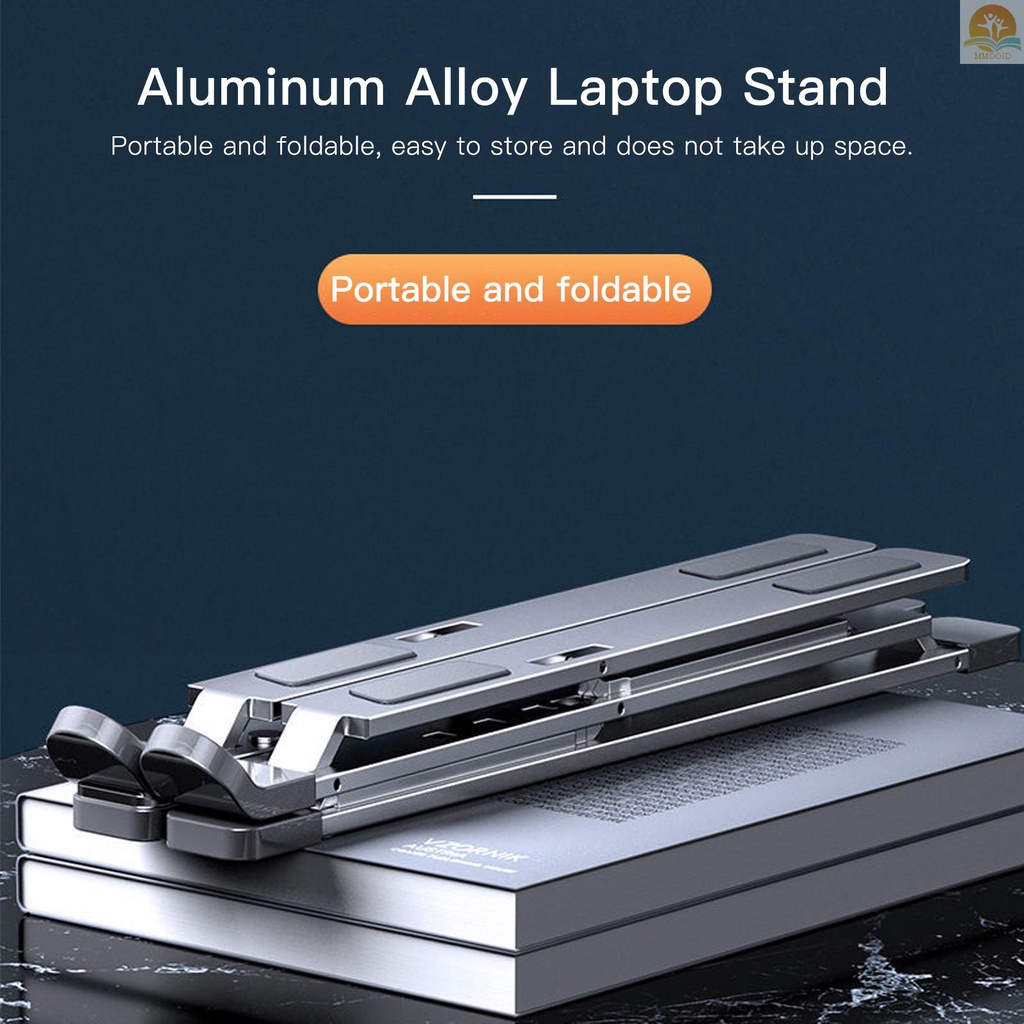 In Stock Portable Laptop Stand Ergonomic Aluminum Alloy Laptop Riser Double Height Adjustment Foldable  Notebook Holder Stand for 11-17 Inches Laptop