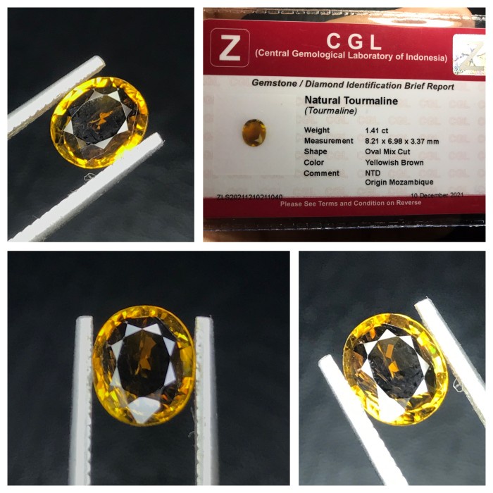 Natural 1.41ct Yellow Canary Tourmaline Memo CGL