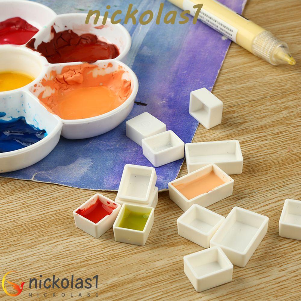 NICKOLAS1 Palet Cat Putih6/12 /24 /36 /48pcs Half Pans Plastik Perlengkapan Seni Artis