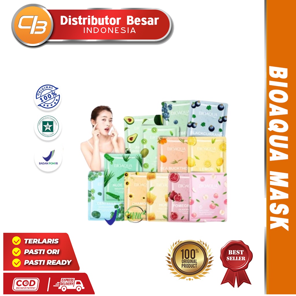 [ DBI ] BIOAQUA Sheet Mask Brightening Moisturizing Skin Care Anti aging Masker Pencerah Wajah Bisa COD Bayar di tempat