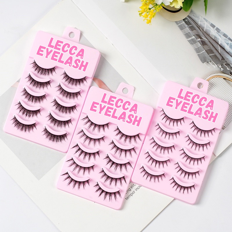 Bulu Mata Palsu Natural LECCA Eyelash Extension 3D 1 Set 5 Pairs Natural Lembut Makeup Look Korea LCB