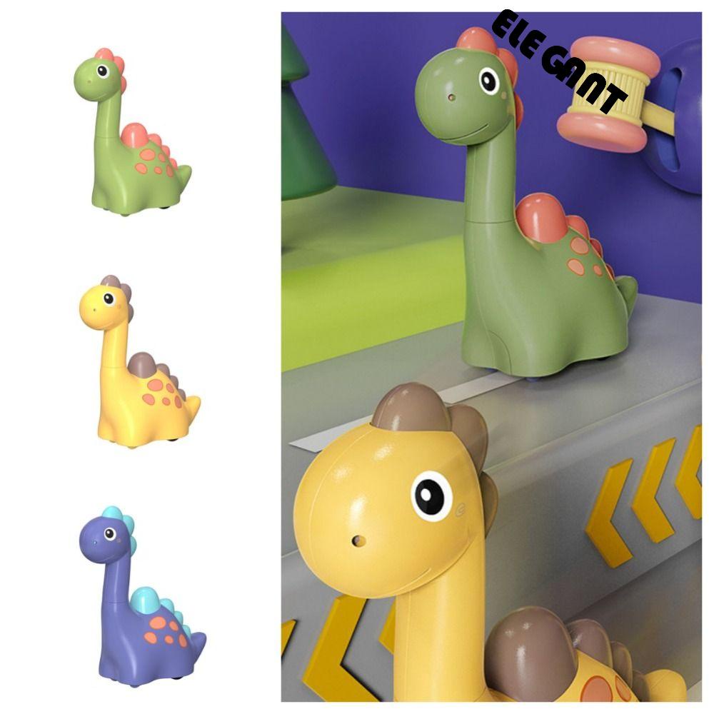 【 ELEGANT 】 Brachiosaurus Model Mainan Mobil Kuning Mainan Montessori Tekan Retur Hijau Ungu Mainan Dinosaurus Untuk Anak Laki-Laki