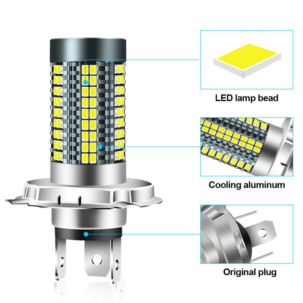 Openmall H4 /H6 /BA20D/P15D 12V-24V 6000K Lampu LED Motor Headlight Motor 126smd Chips Lamp Bohlam Headlight Mobil Hi Lo Light D7P8