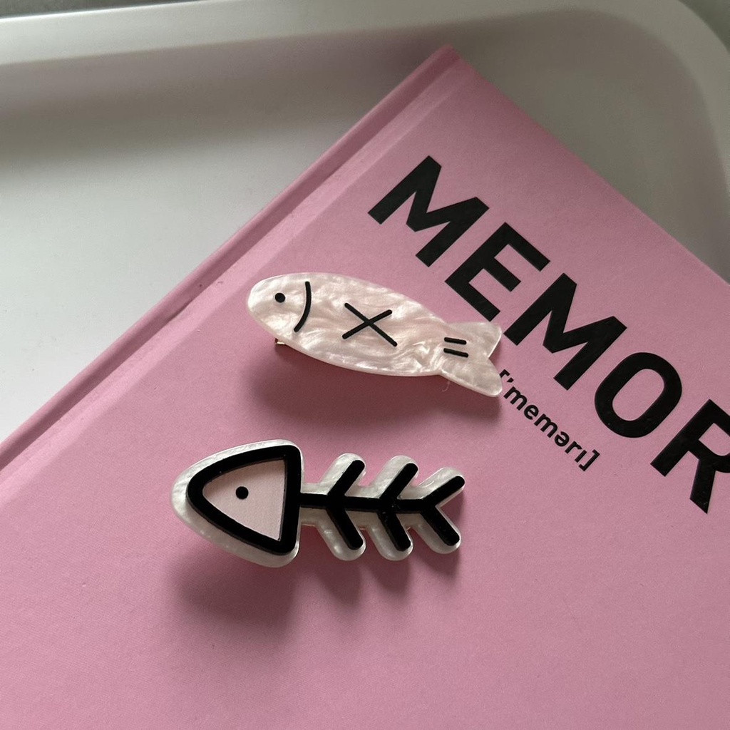 Klip Rambut Tulang Ikan Fish Kecil Yang Lucu Fragmented Hair Edge Clip Fun Clip