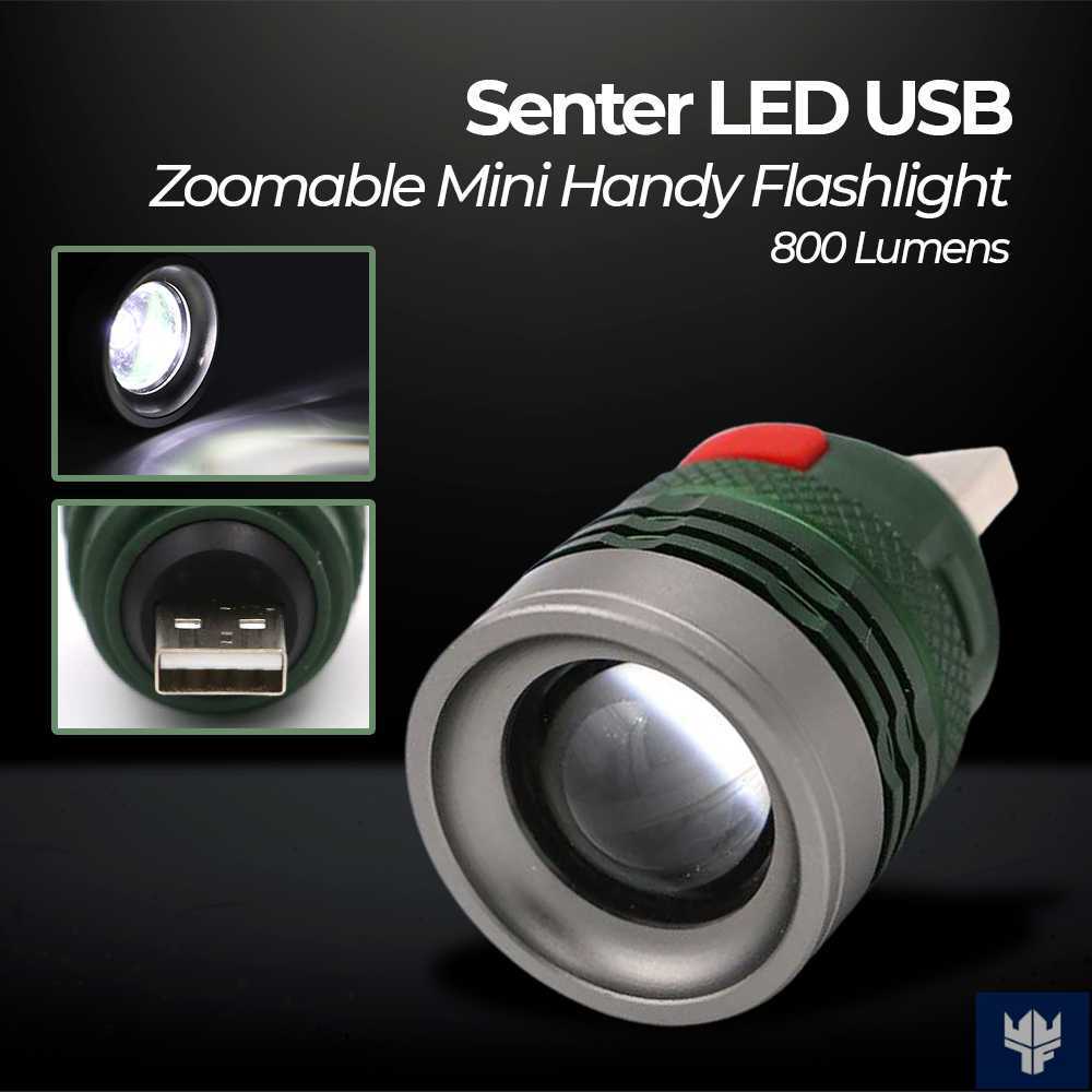 Senter LED USB Zoomable Mini Handy Flashlight 800 Lumens