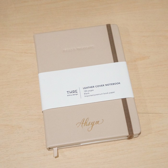 

✨BISA COD✨ -Premium Leather Cover Notebook Custom Nama / Buku Tulis Thre Design - Ocean, Dotted