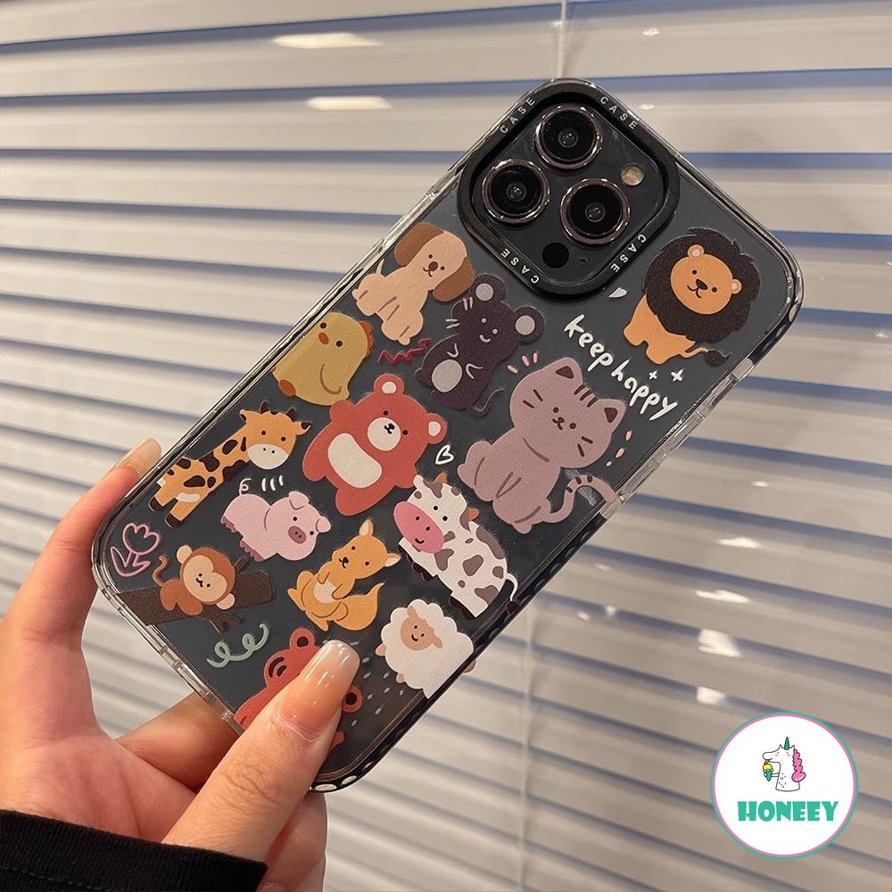 IPHONE Lucu Kartun Hewan Bunny Bear Babi Anjing Monyet Ponsel Case Kompatibel Untuk Iphone14 13 11 12 Pro Max Anti-drop Lembut Penutup Belakang