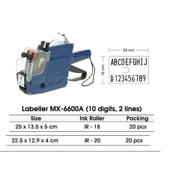 

PRICE LABELLER MX-6600A JOYKO MESIN ALAT LABEL HARGA 2 BARIS - Joyko MX-6600A