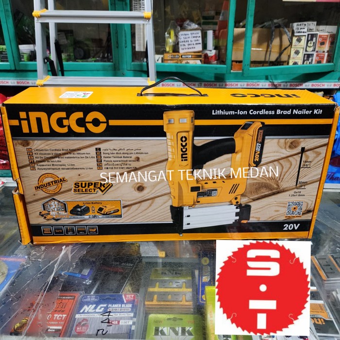 Berkualitas CORDLESS AIR NAILER GUN STAPLES PAKU 2AH SET INGCO 20V P20S CBNLI2016 WSD547