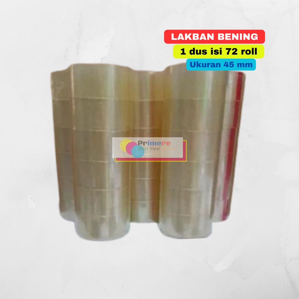 

Lakban Bening 1 Dus 45mm Isi 72 Roll Murah