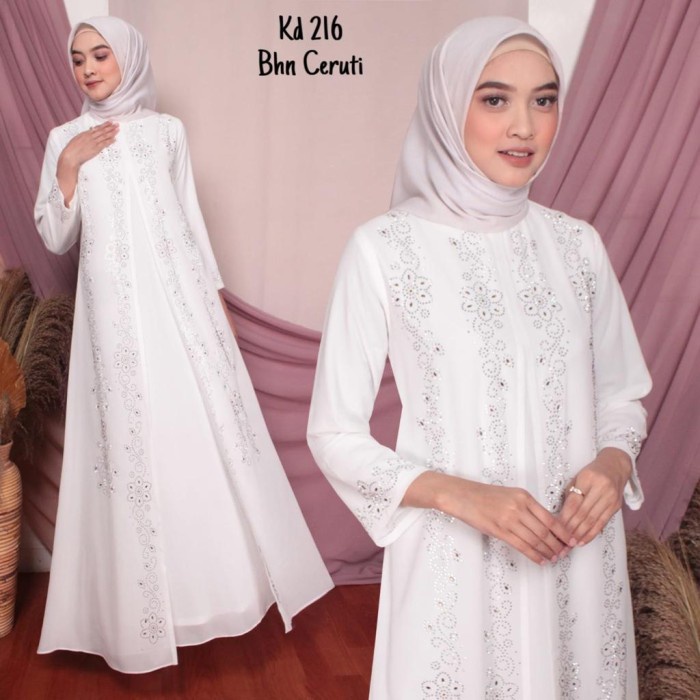 Harga Spesial Promo CHIANOZ Gamis Syari Brukat Wanita / Busana Muslim Lebaran Umroh # 1176 - L, warn