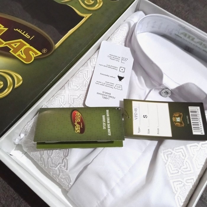 New Trend baju koko tangan pendek putih Atlas - Lengan Panjang