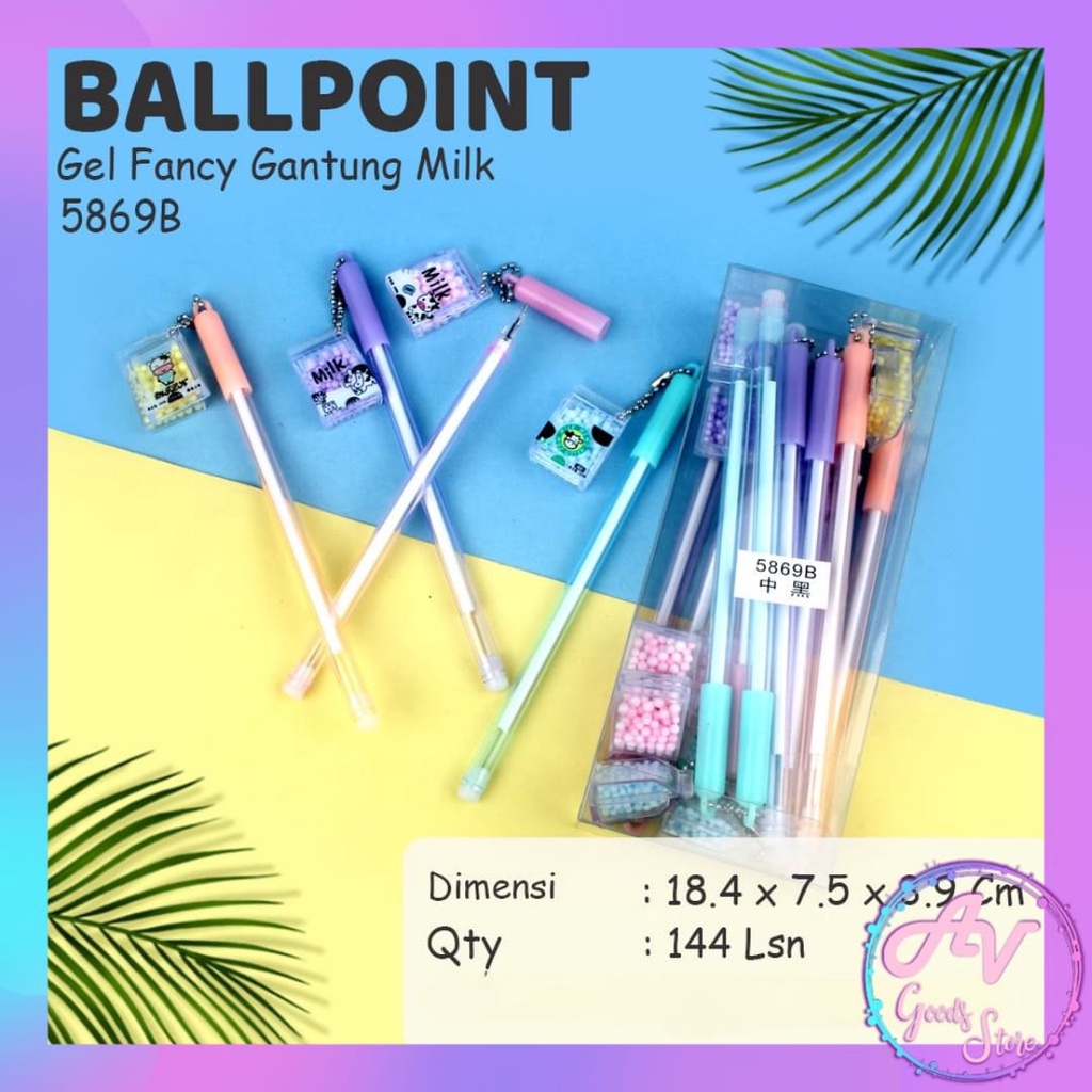 

Ballpoint Gantung Milk 5869B (12pcs) / 1Lusin Pulpen Gel Fancy Lucu